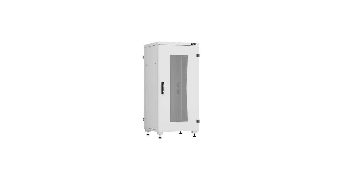 Напольный шкаф серии Lite II 19", 24U, стеклянная дверь, цельнометаллические стенки и задняя дверь, Ш600х1242хГ600мм, в разобранном виде, серый