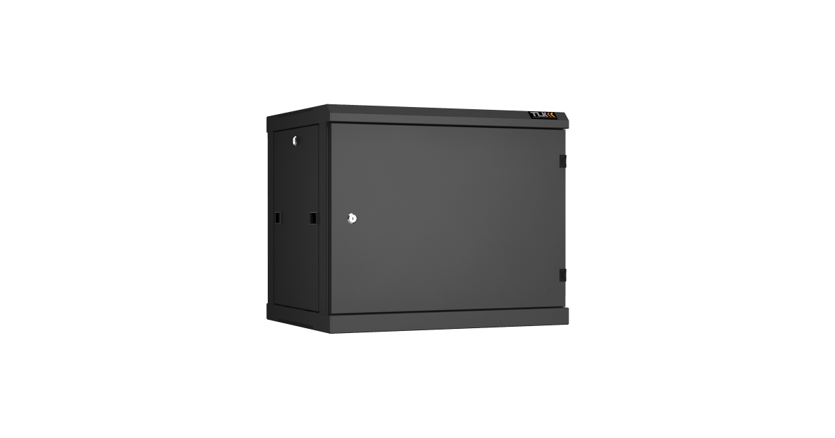 Настенный разборный шкаф TLK 19", 9U, металлическая дверь, Ш600хВ503хГ450мм, 2 пары монтажных направляющих, черный