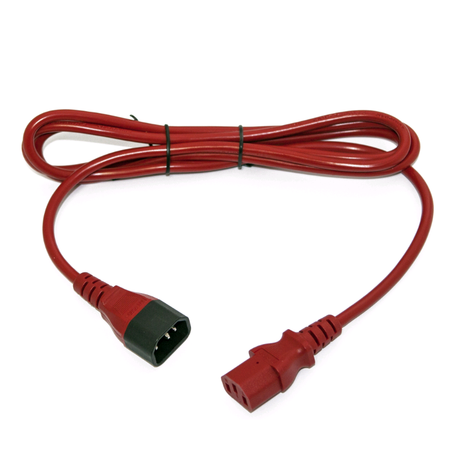 Кабель питания монитор-компьютер IEC 320 C13 - IEC 320 C14 (3x1.0), 10A, прямая вилка, 5 м, цвет красный