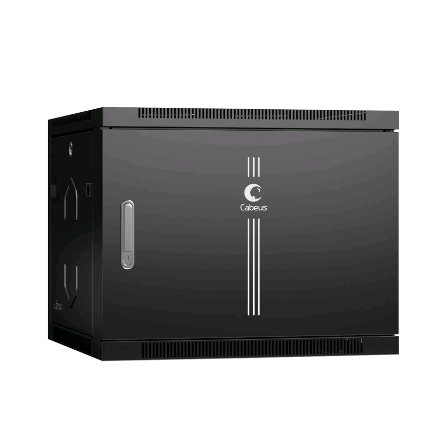 Шкаф телекоммуникационный настенный 19" 9U 600x450x501mm (ШхГхВ) дверь металл, цвет черный (RAL 9004)