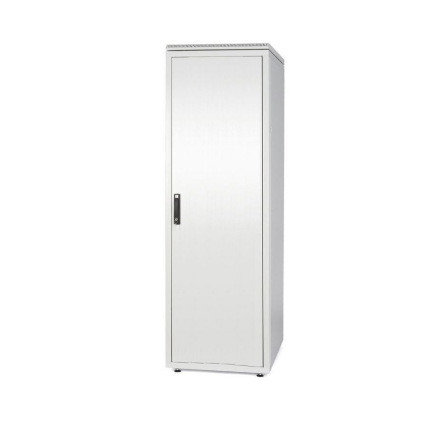 Шкаф напольный 19", SZBD, 42U, 1963x600х600мм (ВхШхГ), стальная дверь, ручка с замком с трехточечной фиксацией, цвет серый (RAL 7035) (разобранный)