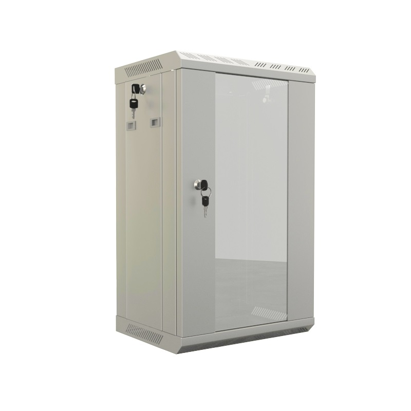 Шкаф настенный 10'', 15U, 774,5х390х300, уст. размер 254 мм, со стеклянной дверью, открывающиеся стенки, возможность установки вентилятора, цвет серый