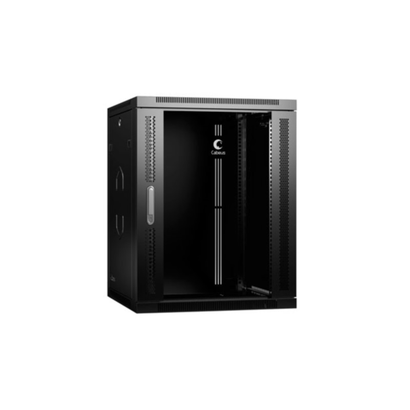 Шкаф телекоммуникационный настенный 19" 15U 600x600x769mm (ШхГхВ) дверь стекло, цвет черный (RAL 9004)