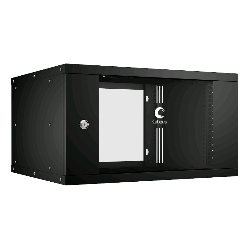 Шкаф телекоммуникационный настенный 19" 6U, серия LIGHT разборный, дверь стекло, цвет черный