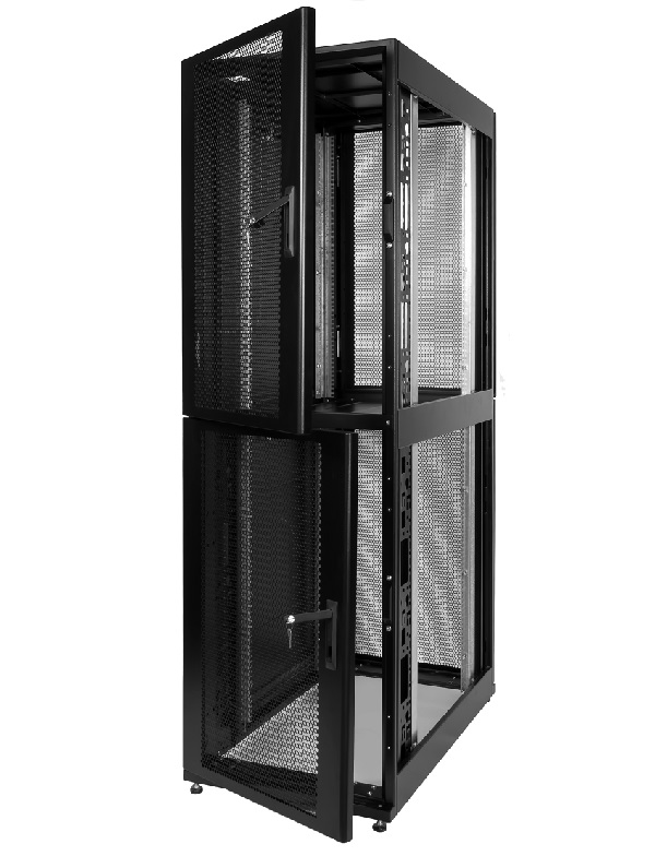  Купить Шкаф серверный ПРОФ напольный колокейшн 46U (600 × 1000) 2 секции, дверь перф. 2 шт., чёрный,в сборе