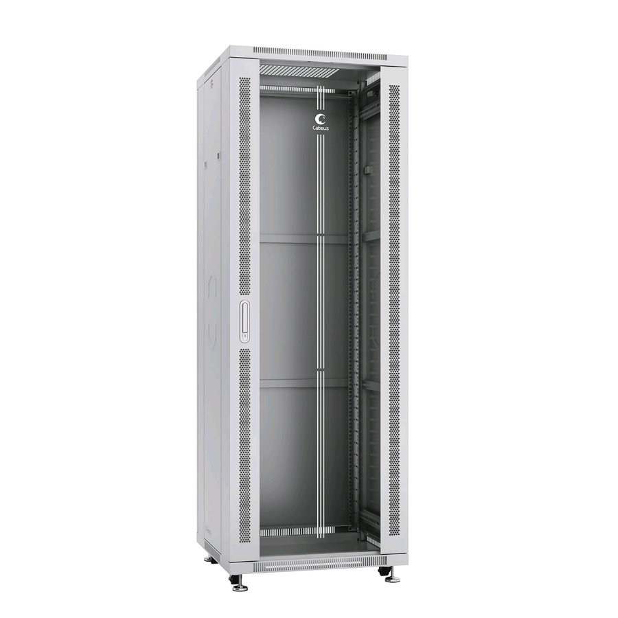 Шкаф монтажный телекоммуникационный 19" напольный для распределительного и серверного оборудования 37U 600x600x1833mm (ШхГхВ) передняя стеклянная и за