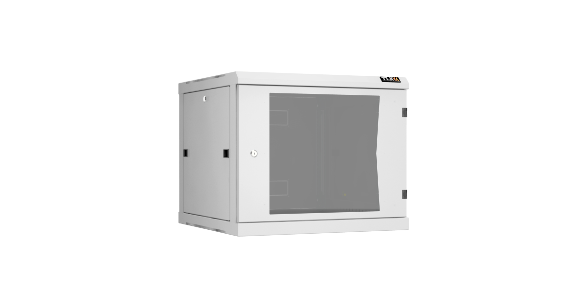 Настенный разборный шкаф TLK 19", 9U, стеклянная дверь, Ш600хВ503хГ600мм, 2 пары монтажных направляющих, серый