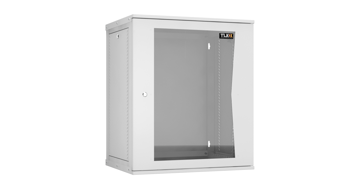 Настенный разборный шкаф TLK 19", 15U, стеклянная дверь, Ш600хВ703хГ450мм, 1 пара монтажных направляющих, серый