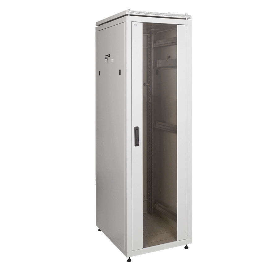 ITK Шкаф сетевой 19" LINEA N 24U 600х800 мм стеклянная передняя дверь, задняя металлическая серый