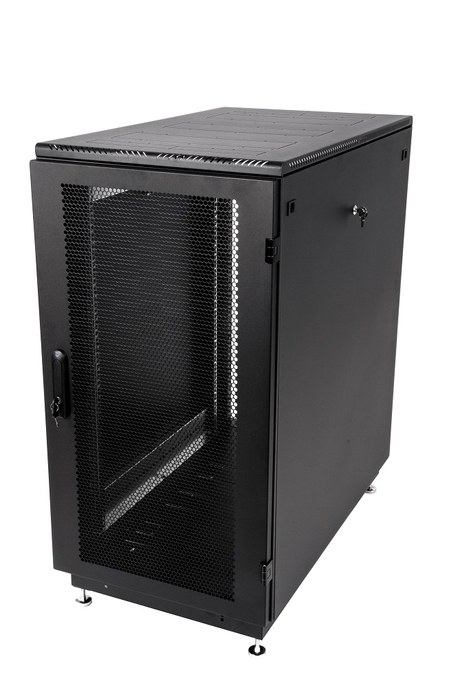  Купить Шкаф телекоммуникационный напольный 27U (600 × 1000) дверь перфорированная 2 шт., цвет чёрный
