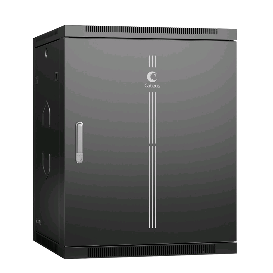 Шкаф телекоммуникационный настенный 19" 15U 600x450x769mm (ШхГхВ) дверь металл, цвет черный (RAL 9004)