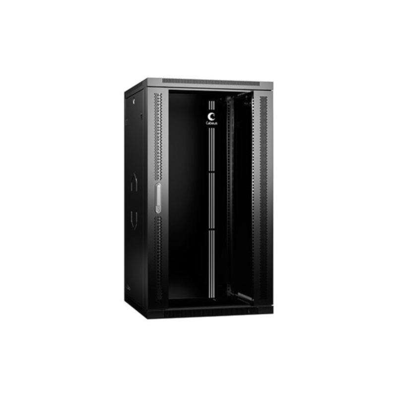 Шкаф телекоммуникационный настенный разобранный 19" 22U 600x600x1082mm (ШхГхВ) дверь стекло, цвет черный (RAL 9004)