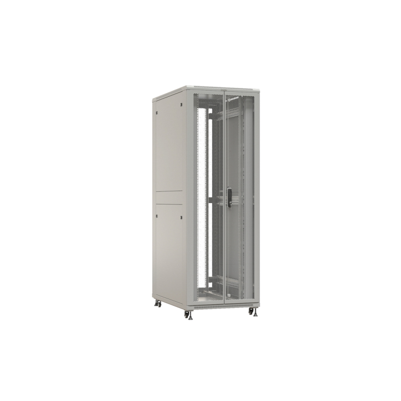 Шкаф напольный 19-дюймовый, 42U, 2055x800х800 мм (ВхШхГ), передняя и задняя распашные перфорированные двери (75%), ручка с замком, 2 вертикальных кабе