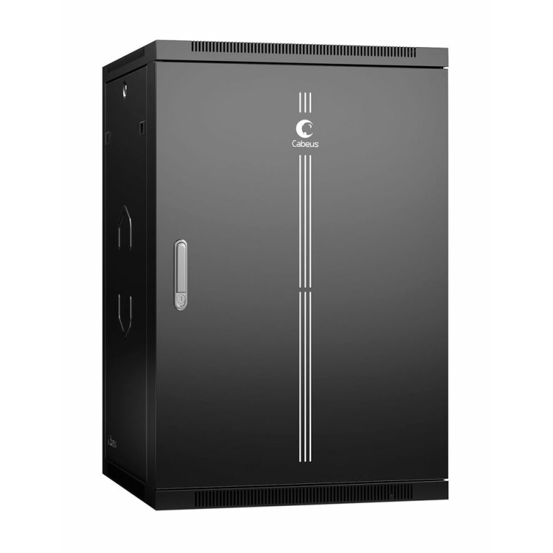 Шкаф телекоммуникационный настенный разобранный 19" 22U 600x600x1082mm (ШхГхВ) дверь металл, цвет черный (RAL 9004)