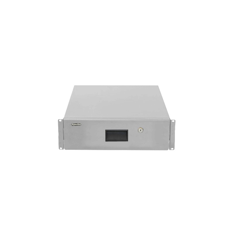 Полка (ящик) для документов с замком, 3U, 133х483х460мм (ВхШхГ), цвет серый (RAL 7035)