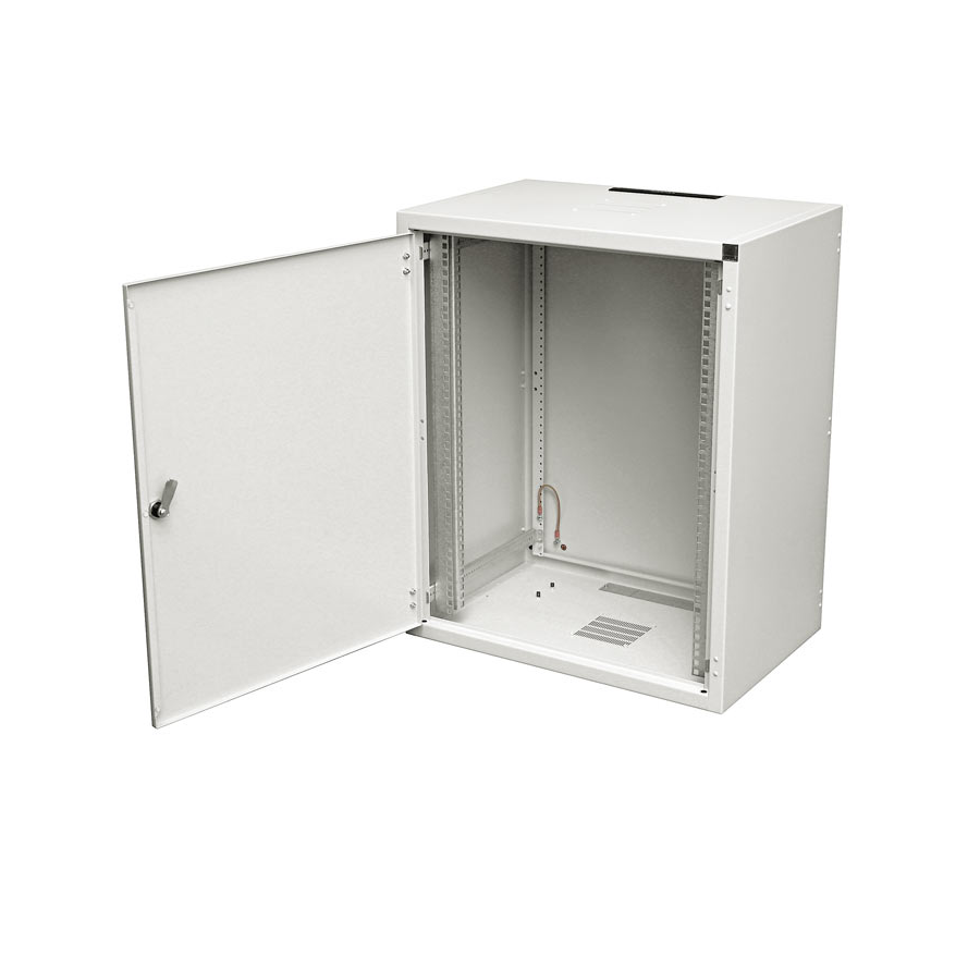 Шкаф настенный 19-дюймовый (19"), серия SJ2, 12U, 604x600х400, со стальной дверью, цвет серый (RAL 7035) (SJ-212)