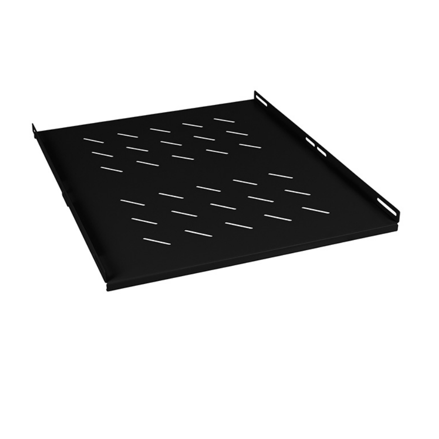 Полка 19" перфорированная глубиной 600 мм для напольных шкафов с глубиной 800 мм, усиленная до 100кг, цвет черный (RAL