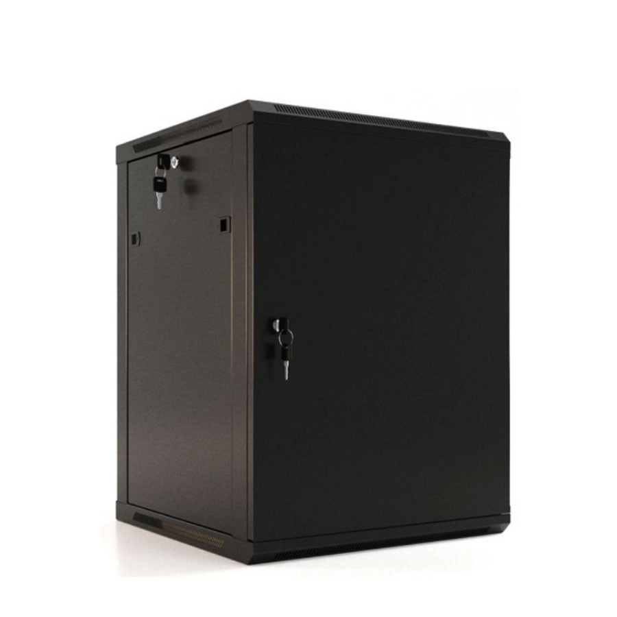 Шкаф настенный 19-дюймовый (19"), 22U, 1086x600х600мм, металлическая передняя дверь с замком, две боковые панели, цвет черный (RAL 9004) (разобранный)