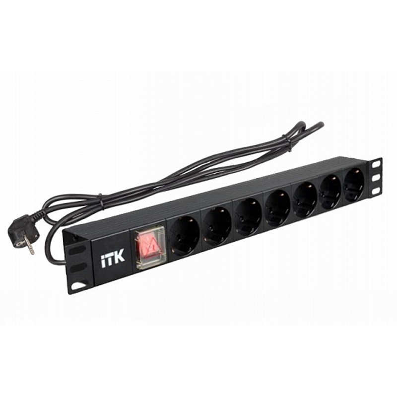 ССД PH12-7D1-P ITK PDU 7 роз. нем.ст. с выкл 1U каб.2м вилка нем.ст ПВХ чер