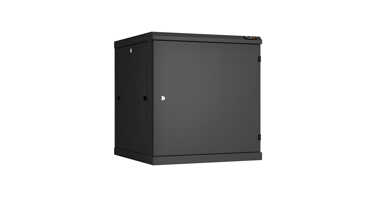 Настенный разборный шкаф TLK 19", 12U, металлическая дверь, Ш600хВ636хГ600мм, 2 пары монтажных направляющих, черный
