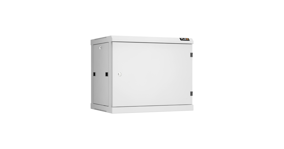 Настенный разборный шкаф TLK 19", 9U, металлическая дверь, Ш600хВ503хГ450мм, 2 пары монтажных направляющих, серый