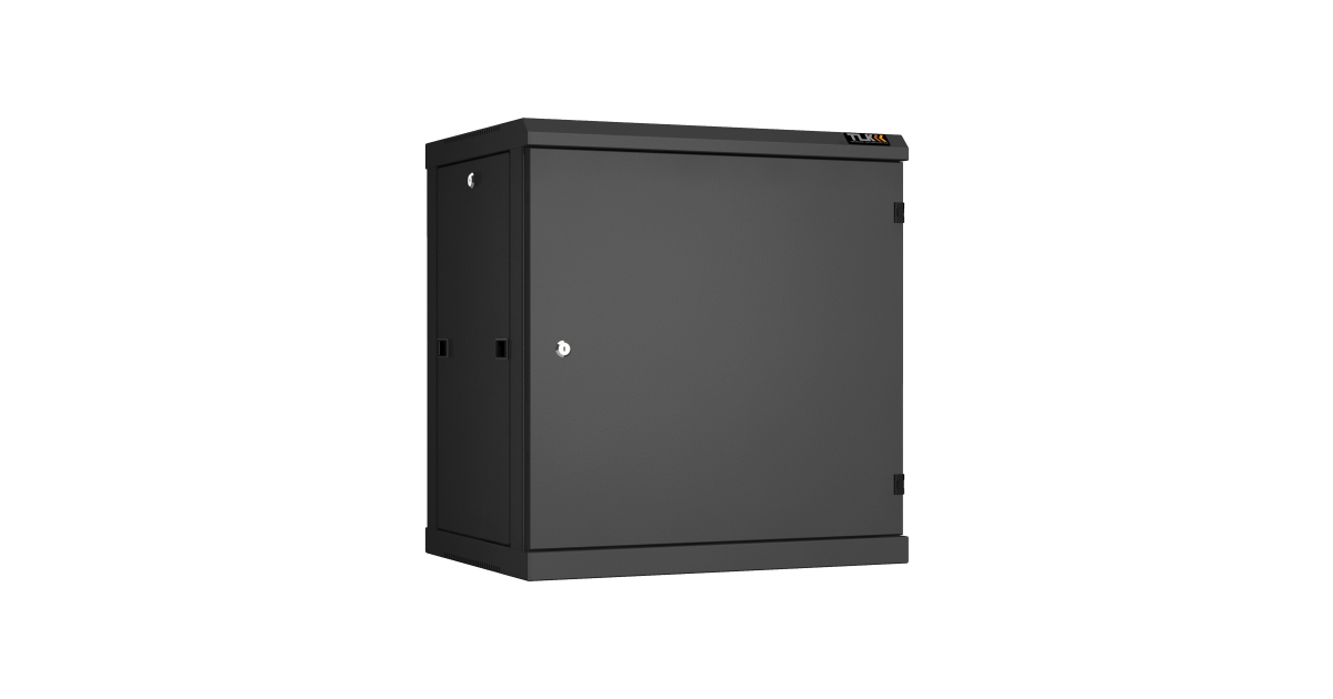 Настенный разборный шкаф TLK 19", 12U, металлическая дверь, Ш600хВ636хГ450мм, 2 пары монтажных направляющих, черный