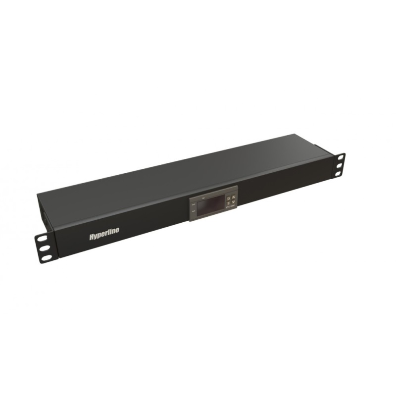 Микропроцессорная контрольная панель,1U, для всех шкафов 19'', подключение до двух устройств, датчик температуры, кабель питания, цвет черный (RAL 900