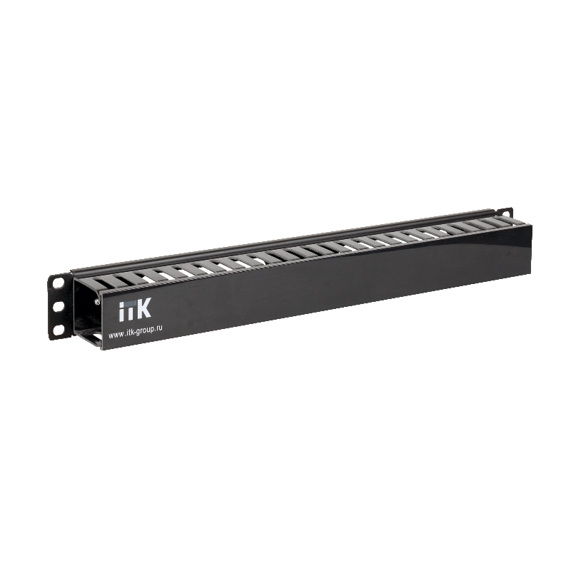 ITK 19" пластиковый кабельный органайзер с крышкой, глубина 60мм, 1U, черный