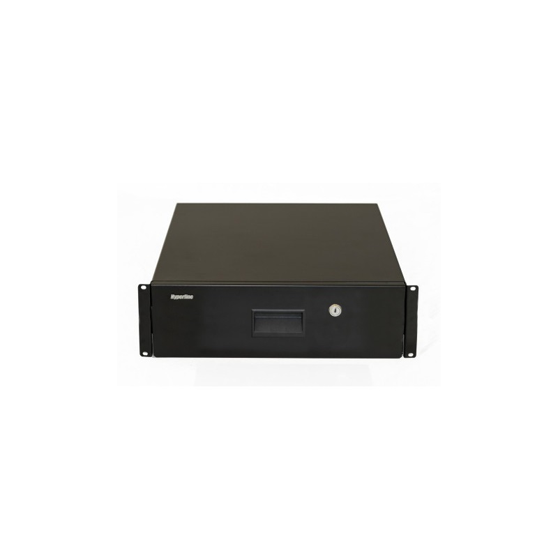 Полка (ящик) для документов с замком, 3U, 133х483х460мм (ВхШхГ), цвет черный (RAL 9004)