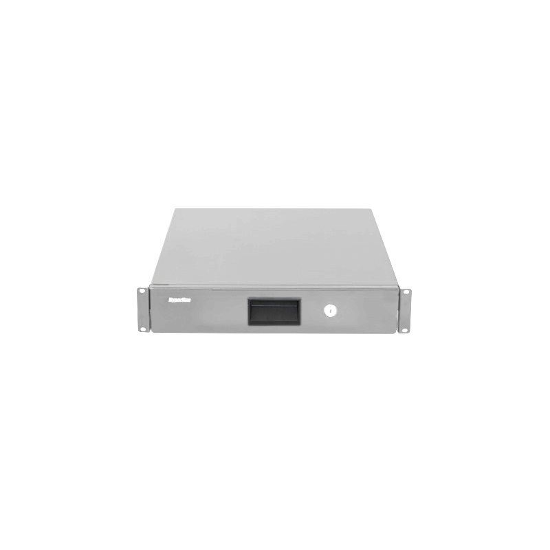 Полка (ящик) для документов с замком, 2U, 88х483х360мм (ВхШхГ), цвет серый (RAL 7035)