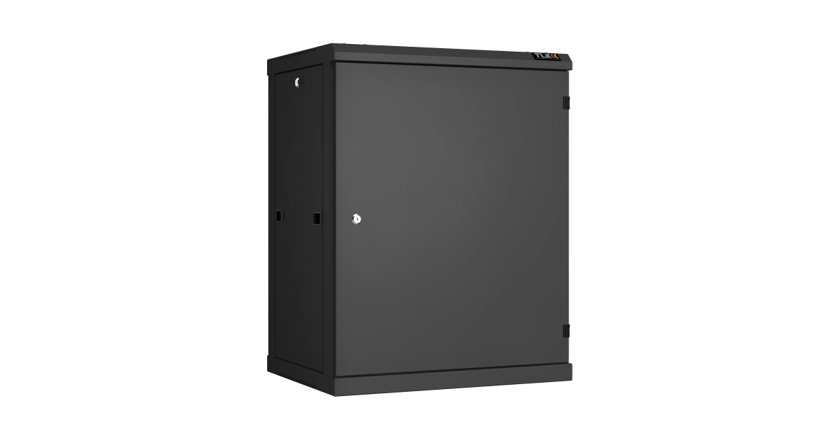Настенный разборный шкаф TLK 19", 15U, металлическая дверь, Ш600хВ770хГ450мм, 2 пары монтажных направляющих, черный