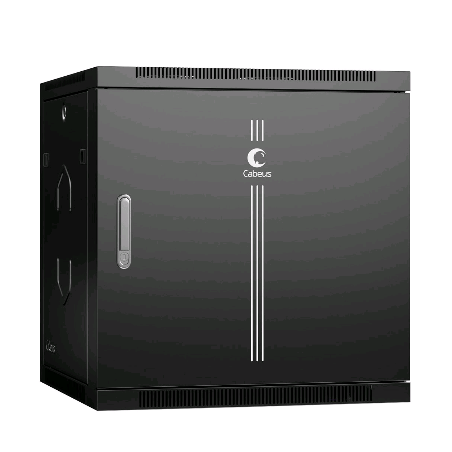 Шкаф телекоммуникационный настенный 19" 12U 600x450x635mm (ШхГхВ) дверь металл, цвет черный (RAL 9004)