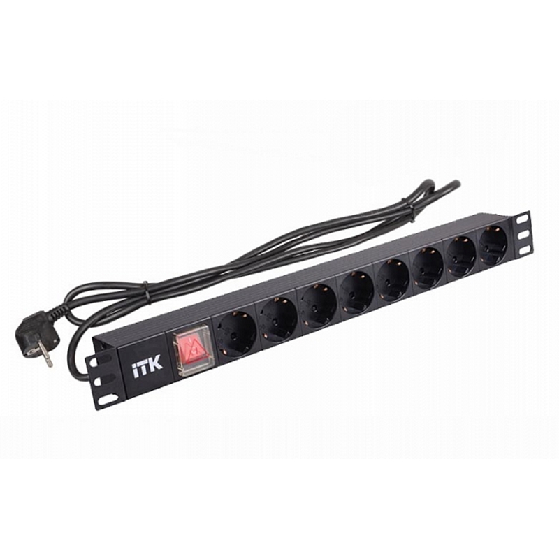 ССД PH12-8D1 ITK PDU 8 розеток нем. ст, с LED выкл,1U, шнур 2м вилка нем. ст