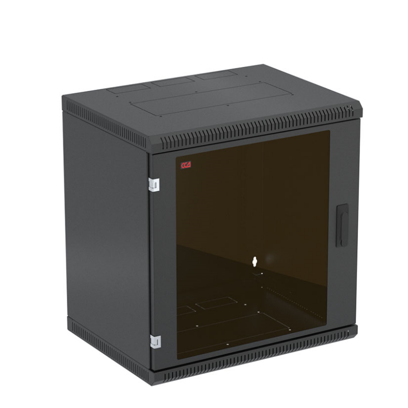 Шкаф телекоммуникационный настенный разборный черный 19”,9U(600x450), ШТ-НСр-9U-600-450-С-Ч дверь стеклянная ССД