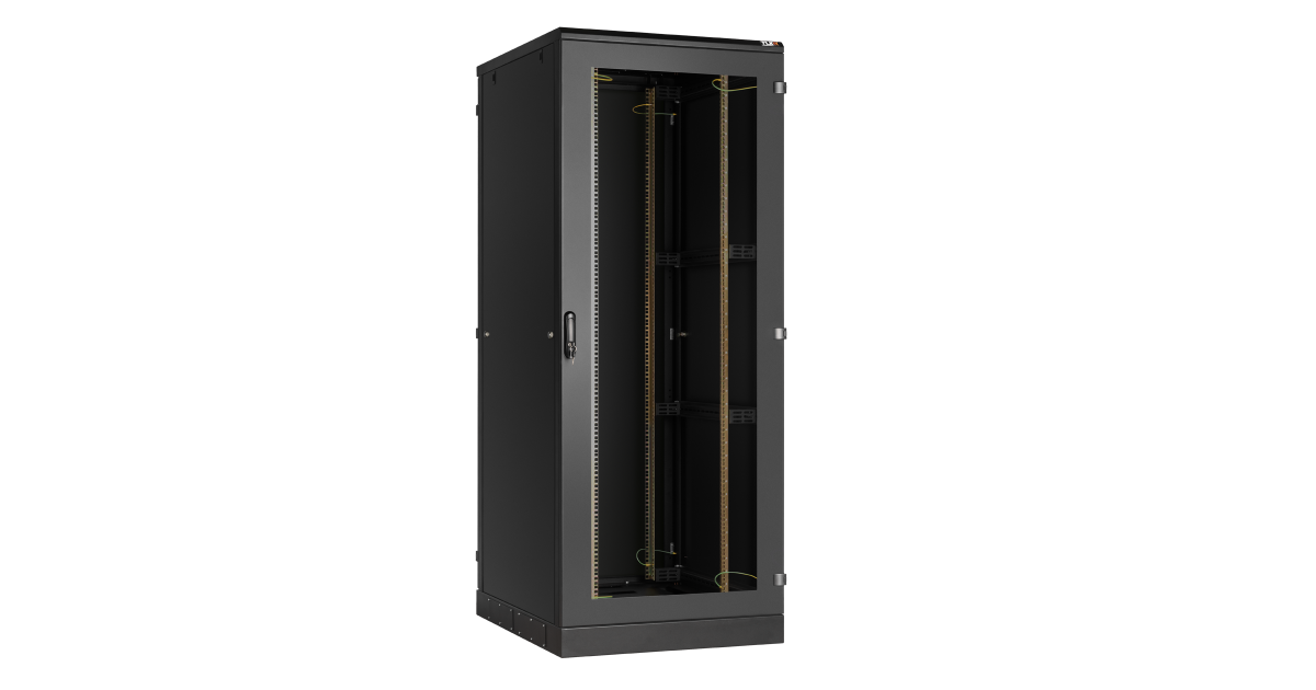 Напольный шкаф 19", 42U, стеклянная дверь, Ш800хВ2060хГ1000мм, в разобранном виде, черный