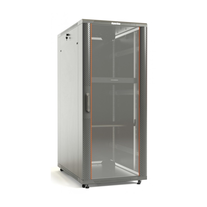 Шкаф напольный 19-дюймовый, 22U, 1166x600х600 мм (ВхШхГ), передняя стеклянная дверь со стальными перфорированными боковинами, задняя дверь сплошная, р