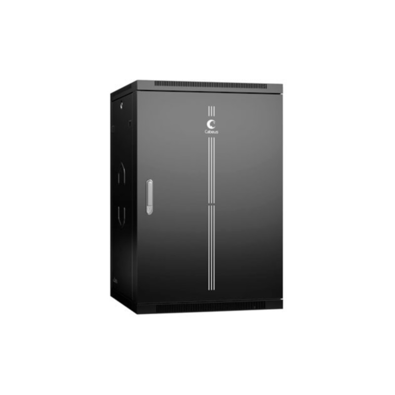 Шкаф телекоммуникационный настенный разобранный 19" 18U 600x600x901mm (ШхГхВ) дверь металл, цвет черный (RAL 9004)