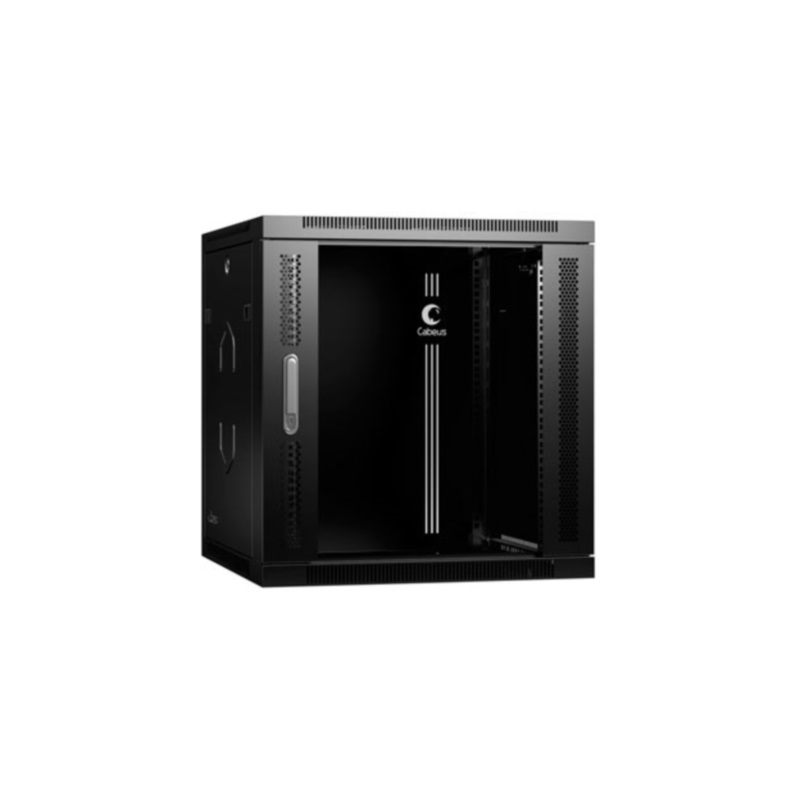 Шкаф телекоммуникационный настенный разобранный 19" 12U 600x450x635mm (ШхГхВ) дверь стекло, цвет черный (RAL 9004)
